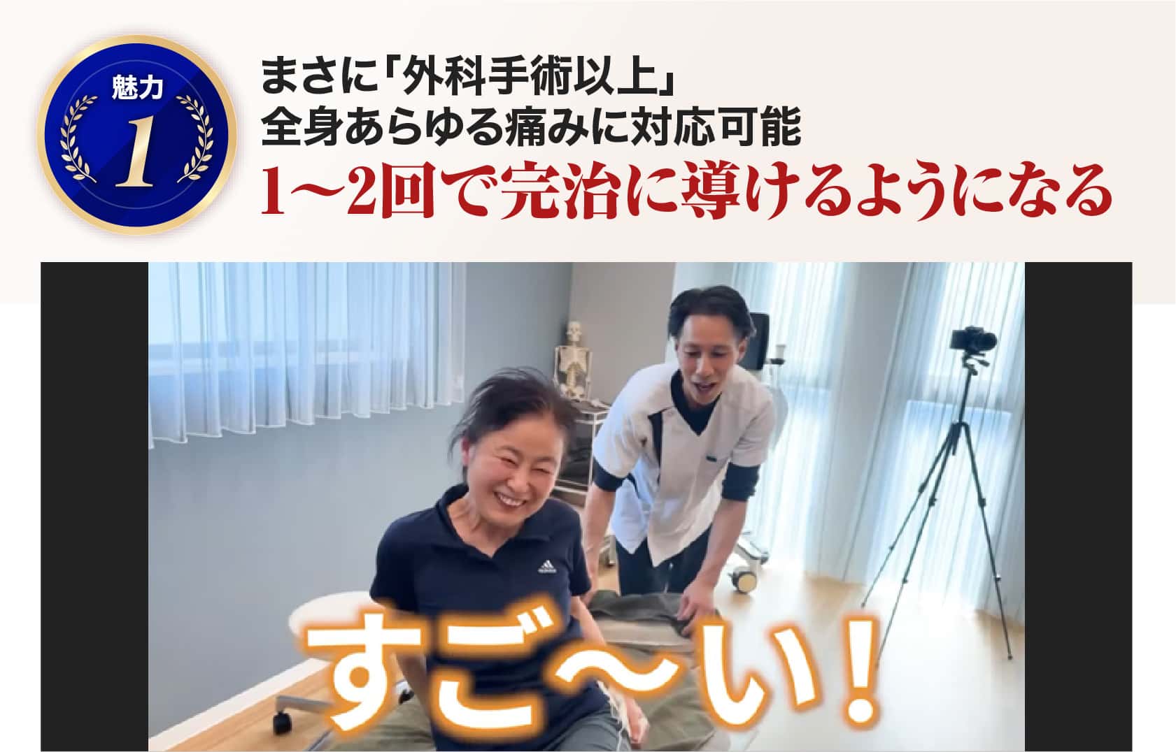 1~2回で完治に導けるようになる